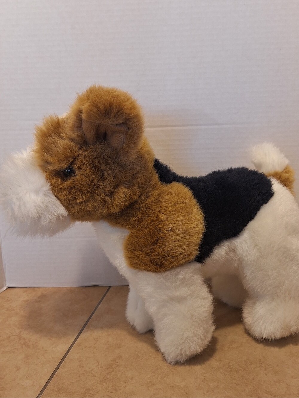 Vintage Suzy Toys Plush Terrier/Schnauzer Tan White Dog Puppy 10" Germany